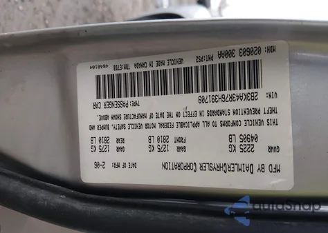 2006 Dodge Charger from USA, damaged, VIN 2B3KA43R76H391709